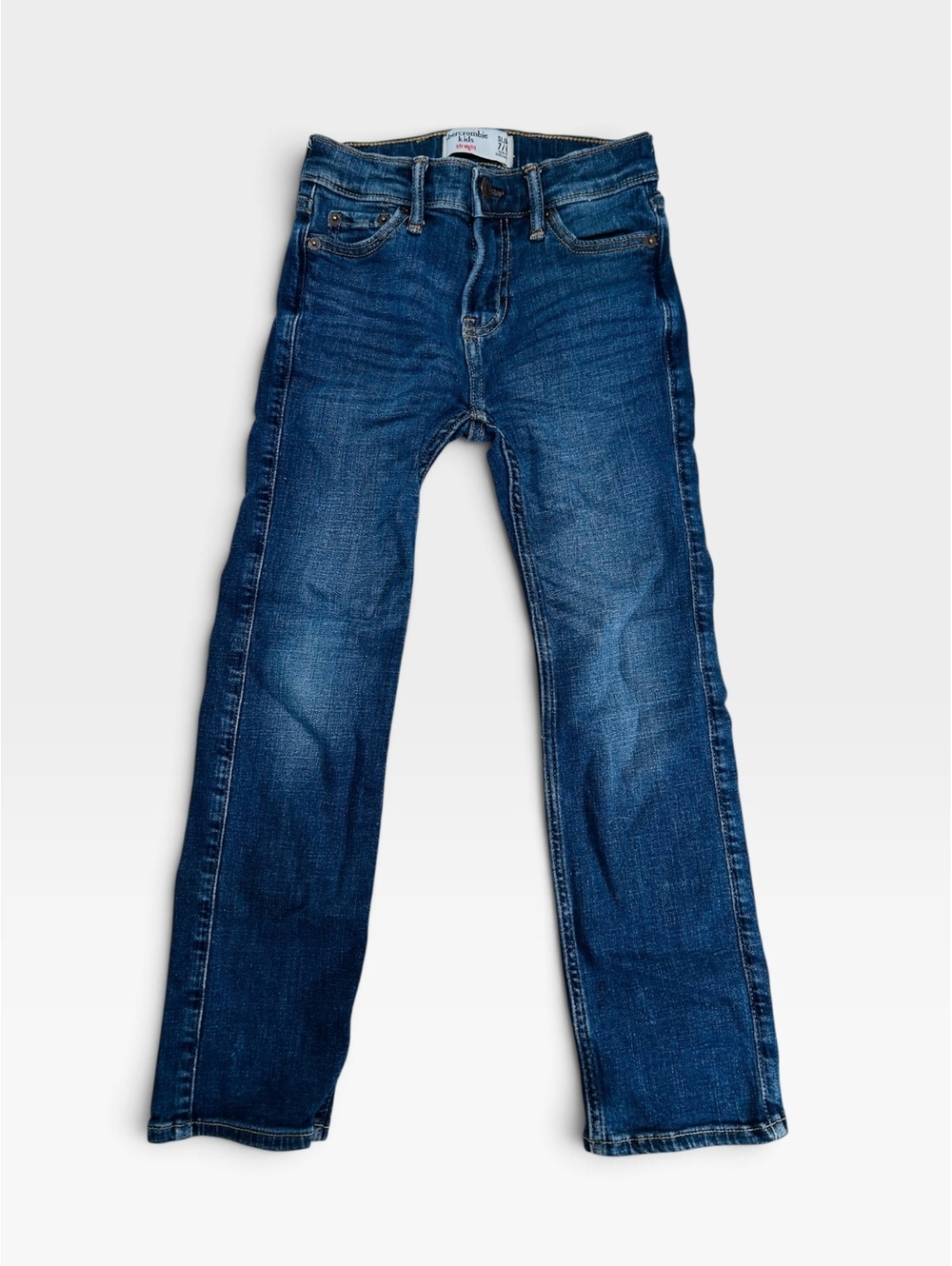 Abercrombie Kids Straight Jeans Boys Size 7/8 Slim Adjustable Waist Medium Wash